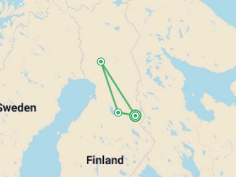 Map of a Festivals and events Tour with 4 destination visits for the trip: Christmas in Finland - 7 Days