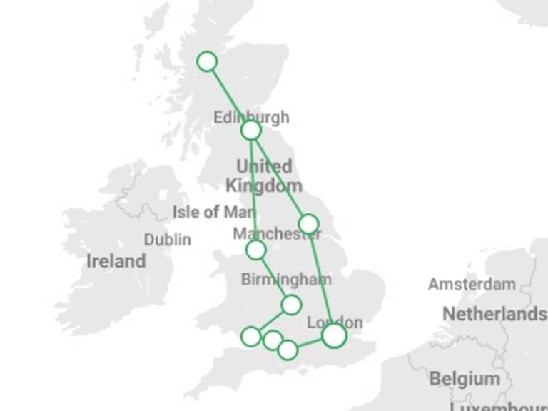 Map of London Tour with 8 destination visits for the trip: Great Britain New Year