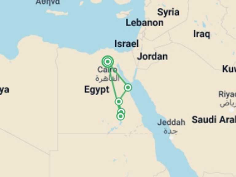 Map of Luxor Cruise Tour with 4 destination visits for the trip: Nile Adventure: Felucca Cruise & the Red Sea