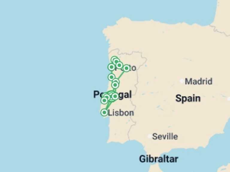 Map itinerary of Fátima Tour in Winter with 4 destination visits for the trip: Northern Treasures Of Portugal