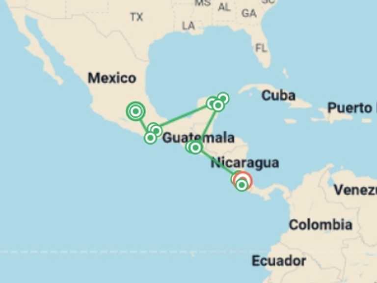 Map of Mexico City Explorer Tour with 9 destination visits for the trip: Essential Mexico, Guatemala & Costa Rica - 20 days 