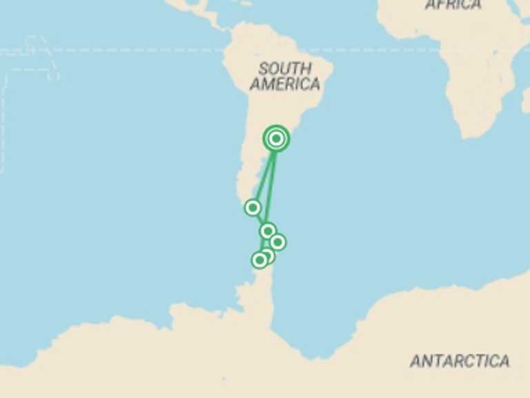 Map itinerary of Ushuaia Tour in Winter with 5 destination visits for the trip: Antarctica by Helicopter: Crossing the Circle and the Peninsula