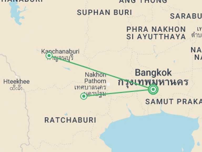 Map of Thailand City sightseeing Tour with 1 destination visits for the trip: Must See Bangkok, City Break - Private Tour