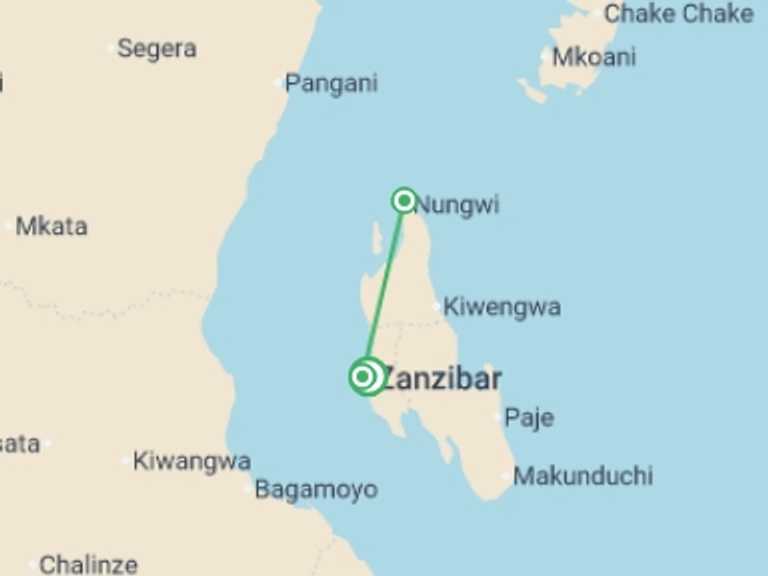 Map of Tanzania Tour with 3 destination visits for the trip: Zanzibar Experience 4D/3N (from Stone Town)