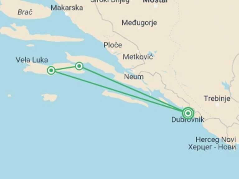 Map of Croatia Tour with 2 destination visits for the trip: Croatia Family luxury holiday in 8 days