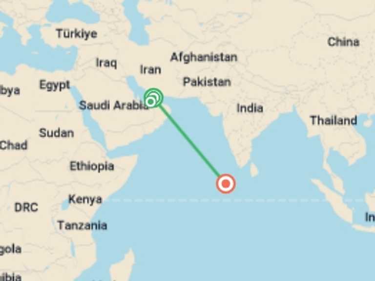 Map of a Wildlife Tour with 3 destination visits for the trip: Luxury Dubai and the Maldives