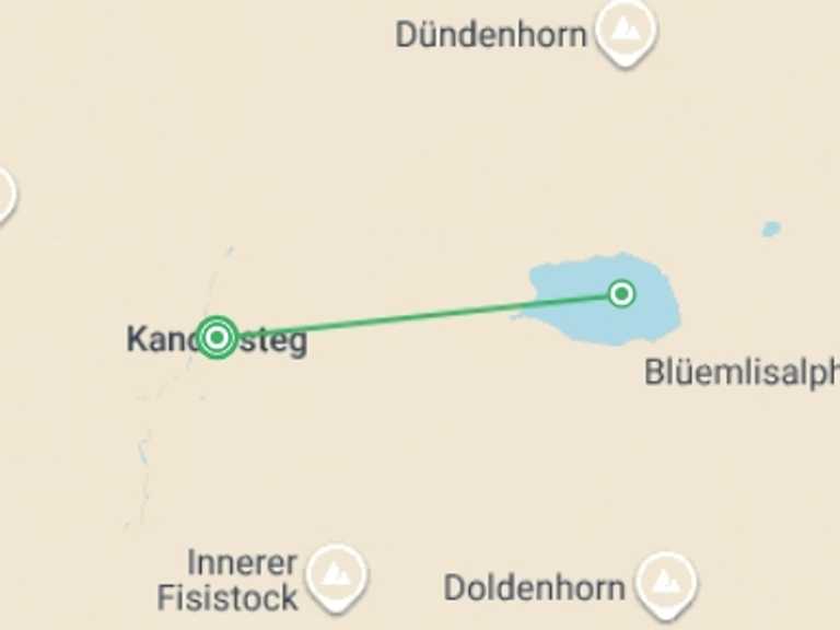 Map itinerary of Switzerland Tour in January 2026 with 1 destination visits for the trip: Cross-country Skiing in Kandersteg