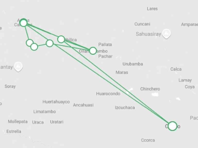 Map of a Art and architecture Tour with 6 destination visits for the trip: Classic Inca Trail 4 Days to Machu Picchu