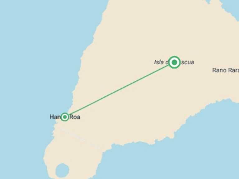 Map itinerary of Chile Tour in Summer with 2 destination visits for the trip: Easter Island (Rapa Nui) Short Break