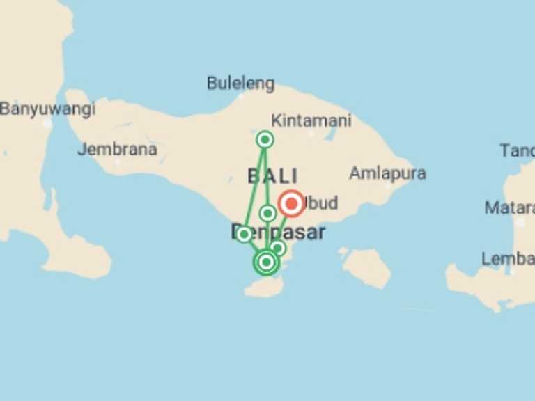 Map of Indonesia Tour with 2 destination visits for the trip: Enchanting Of Bali, Private Tour