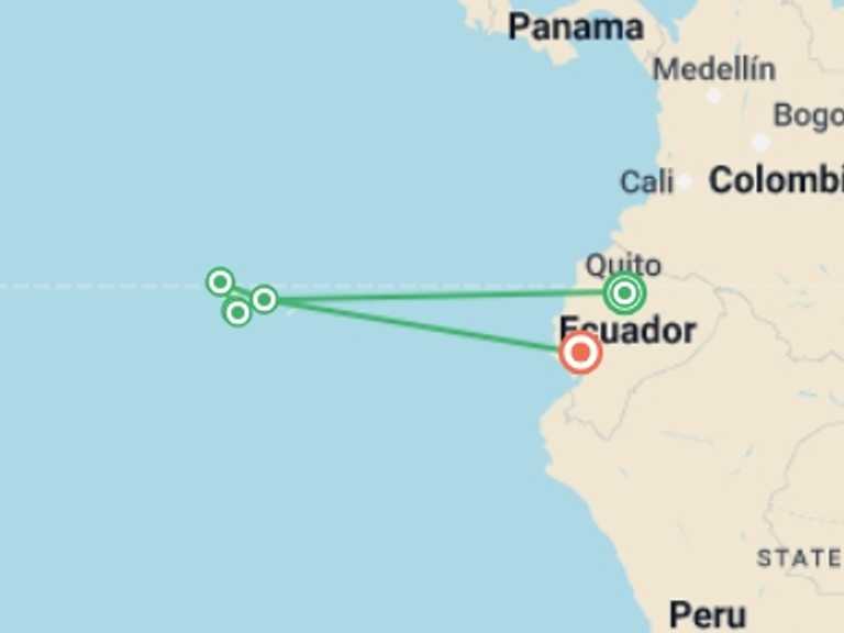 Map of Quito Cultural, religious and historic sites Tour with 6 destination visits for the trip: Nature and Culture in Ecuador