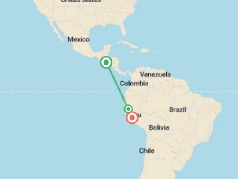 Map of South America Tour with 4 destination visits for the trip: 4-Day Classic Trujillo Tour Package
