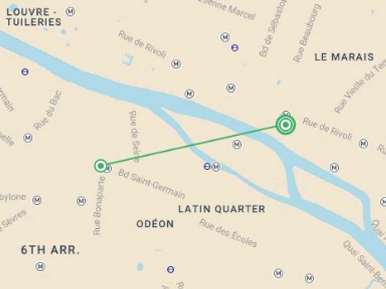 Map of 4-Day Paris Tour with 2 destination visits for the trip: Prestigious Christmas Eve in Paris & The Canal Saint-Martin (port to port)
