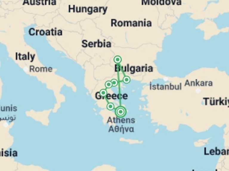Map itinerary of Sofia Tour in Summer with 5 destination visits for the trip: Balkan Express