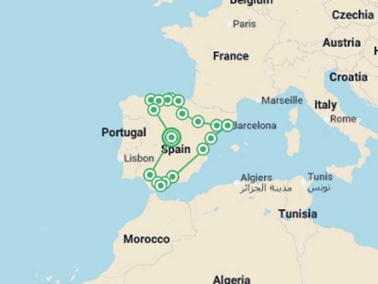 Map of Europe Tour with 8 destination visits for the trip: Spanish Ole