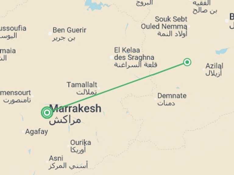 Map itinerary of Africa Tour in Winter with 1 destination visits for the trip: Marrakech Mini Stay 4D/3N