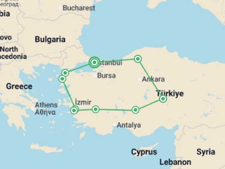 Map of Cappadocia Tour with 9 destination visits for the trip: Türkiye Foodie Private Tour