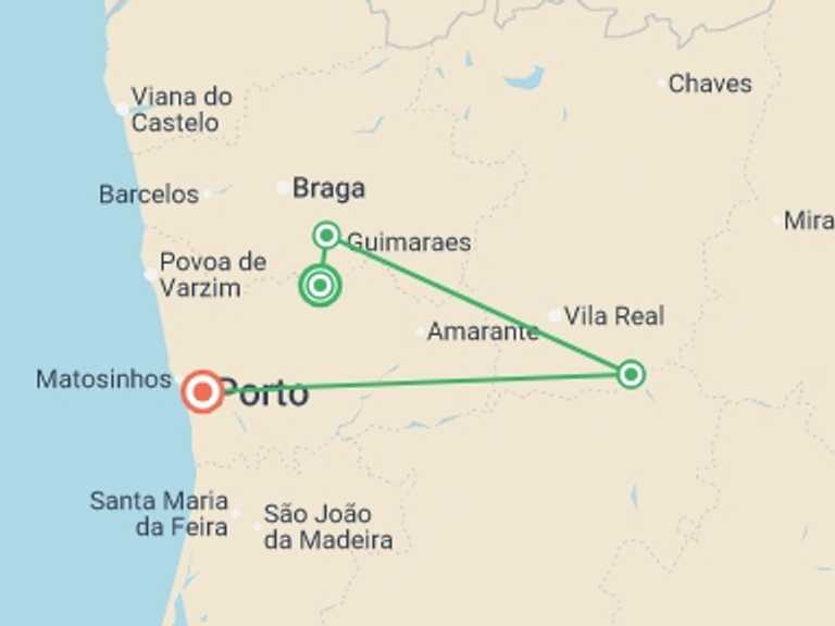 Map of 7-Day Porto Tour with 7 destination visits for the trip: Douro Rambler