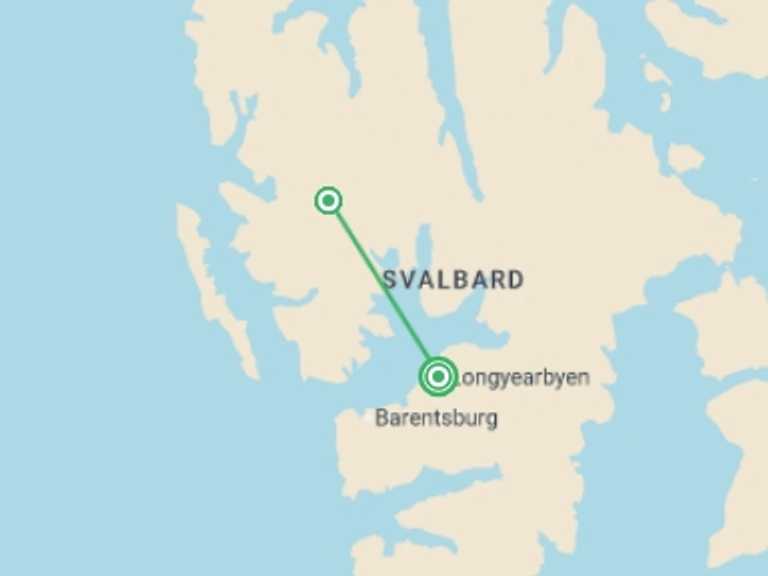 Map itinerary of Norway Tour in July 2026 with 2 destination visits for the trip: Realm of the Polar Bear In Depth - M/V Ocean Albatros