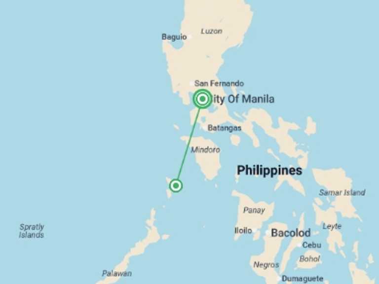 Map itinerary of Coron Tour in Spring with 2 destination visits for the trip: Manila & Palawan Explorer (3-4 Star) - 8 days