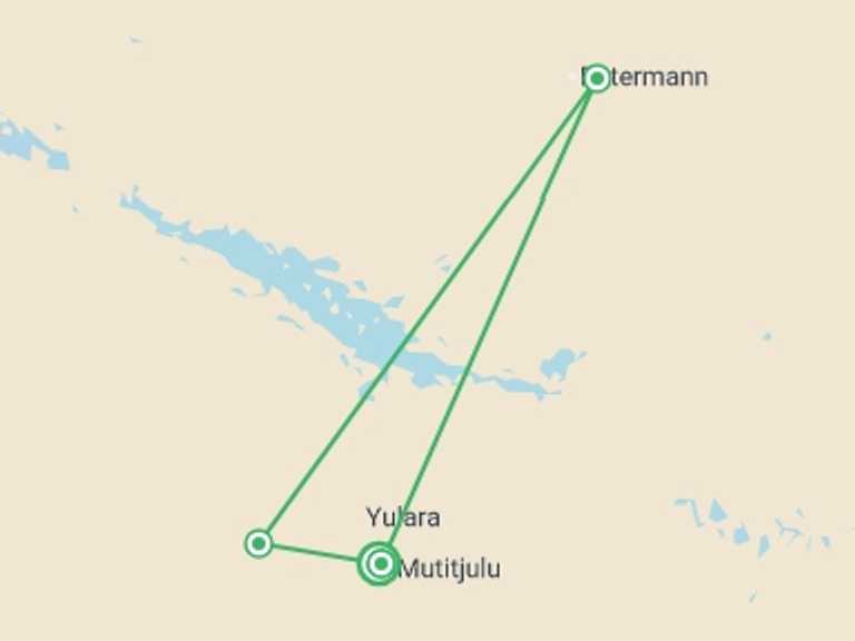 Map of Australia Tour with 4 destination visits for the trip: Red Centre Active Adventure