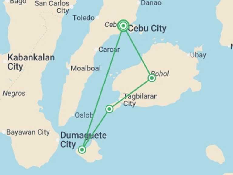 Map itinerary of Asia Tour in Winter with 4 destination visits for the trip: Essential Philippines