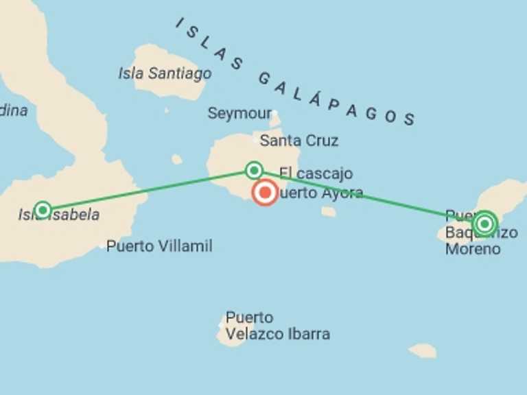 Map itinerary of Isla Santa Cruz Tour in Fall with 6 destination visits for the trip: Galapagos Experience