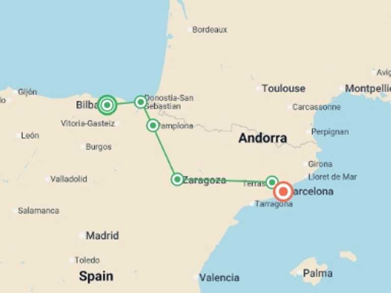 Map itinerary of San Sebastian Tour in Summer with 6 destination visits for the trip: A Taste of Northern Spain: Catalonia and the Basque Country