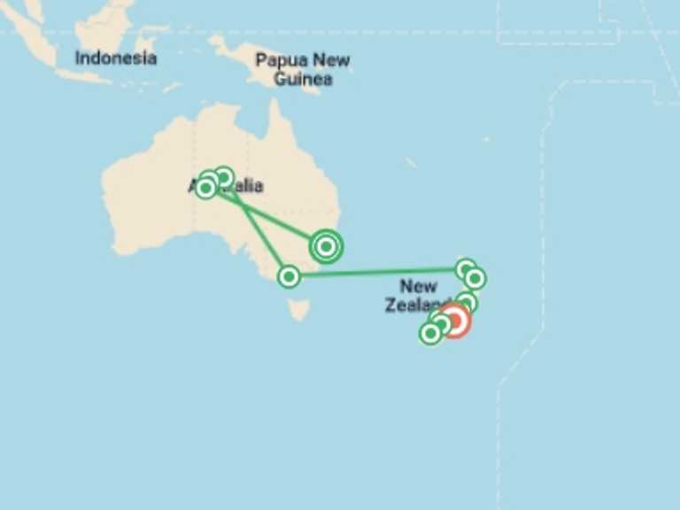 Map of Yulara Tour with 16 destination visits for the trip: Best of the South Pacific: Ultimate Australia & New Zealand