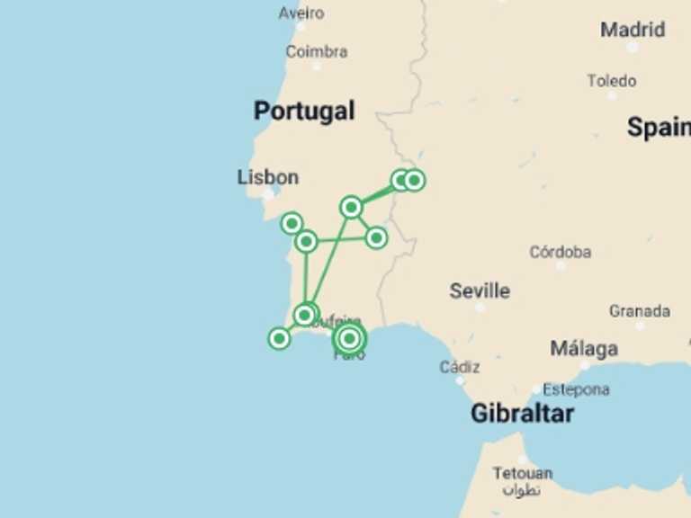 Map of a Self-drive or vehicle rental Tour with 4 destination visits for the trip: Portugal Inland Paths, Self-drive