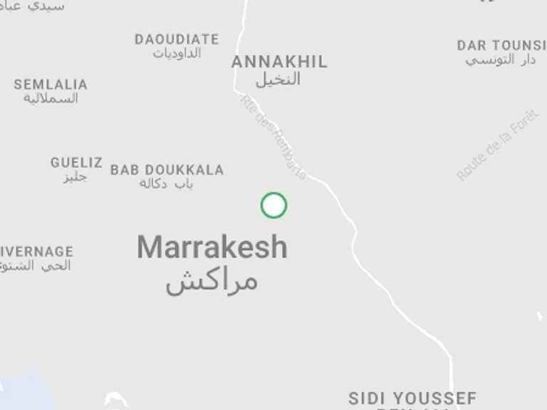 Map of Marrakech Tour with 2 destination visits for the trip: Atlas Mountains Day Trip with Camel Ride (Imlil)