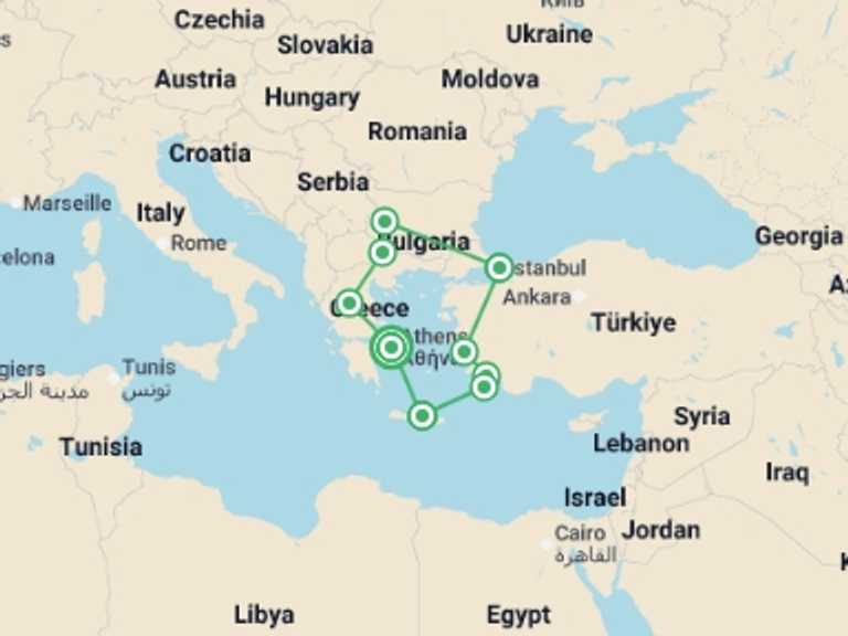 Map itinerary of Rhodes Tour in Spring with 9 destination visits for the trip: Ottoman Turn