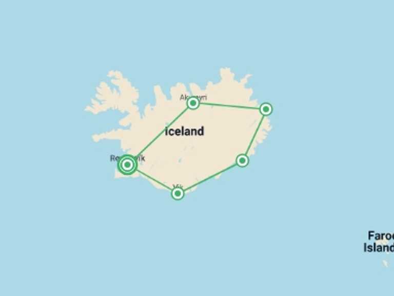 Map of a Waterfalls Tour with 6 destination visits for the trip: Best of Iceland