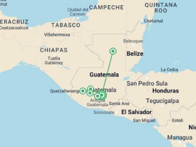 Map itinerary of Panajachel Tour in November 2026 with 6 destination visits for the trip: Guatemala Encompassed