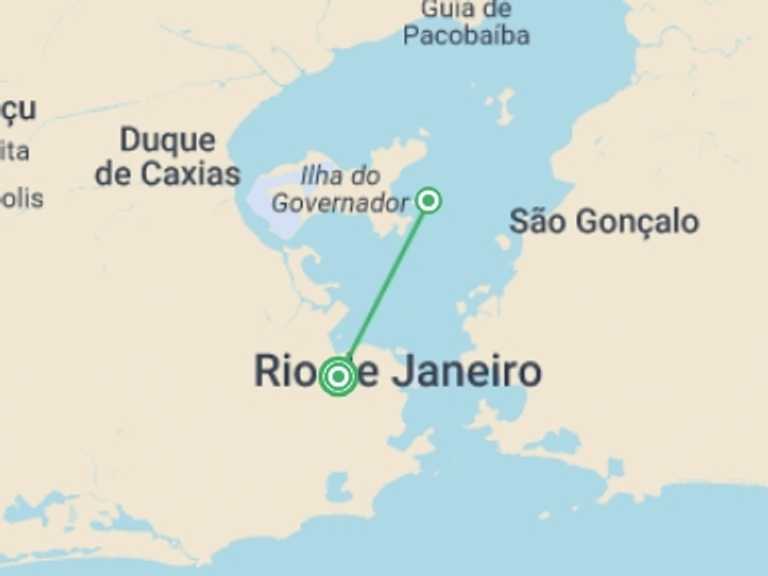 Map itinerary of South America Tour in February 2026 with 2 destination visits for the trip: Rio Carnival Adventure - 6 days