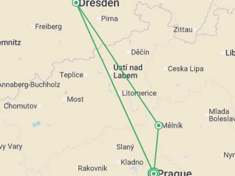 Map of Europe Tour with 2 destination visits for the trip: Holiday Cheer Along the Elbe River (port-to-port cruise)