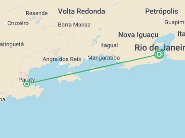 Map of Paraty City sightseeing Tour with 2 destination visits for the trip: 9 Days in Rio de Janeiro and Paraty
