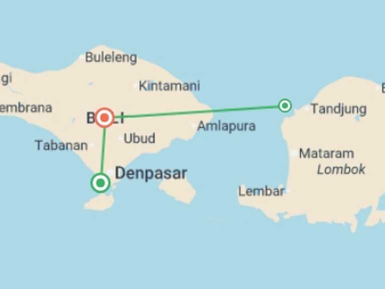 Map of Indonesia Tour with 3 destination visits for the trip: Bali Group Exploration 12D/11N