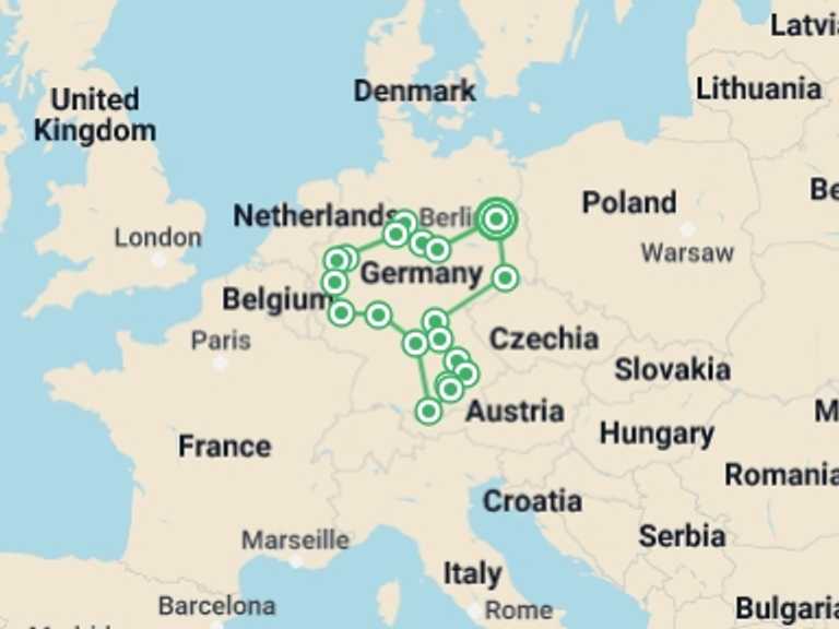 Map of a Art and architecture Tour with 7 destination visits for the trip: Best of Germany