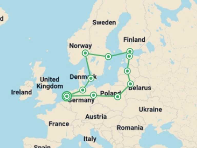 Map itinerary of Amsterdam Tour in Winter with 11 destination visits for the trip: Northern Explorer Christmas & New Year