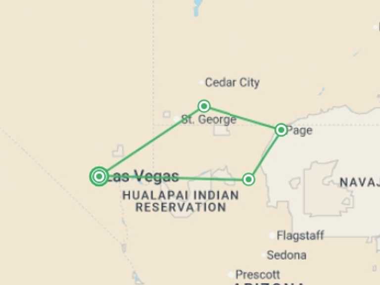 Map itinerary of North America Tour in June 2026 with 4 destination visits for the trip: Western USA National Parks Loop