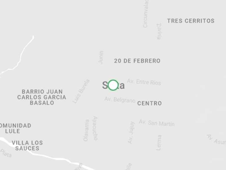 Map of Salta Natural landmarks sightseeing Tour with 1 destination visits for the trip: Folkloric Tour in Salta