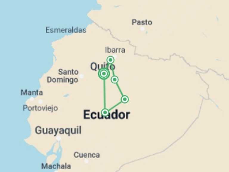 Map of a Wildlife Tour with 6 destination visits for the trip: Journeys: Ecuador’s Amazon and Volcanoes