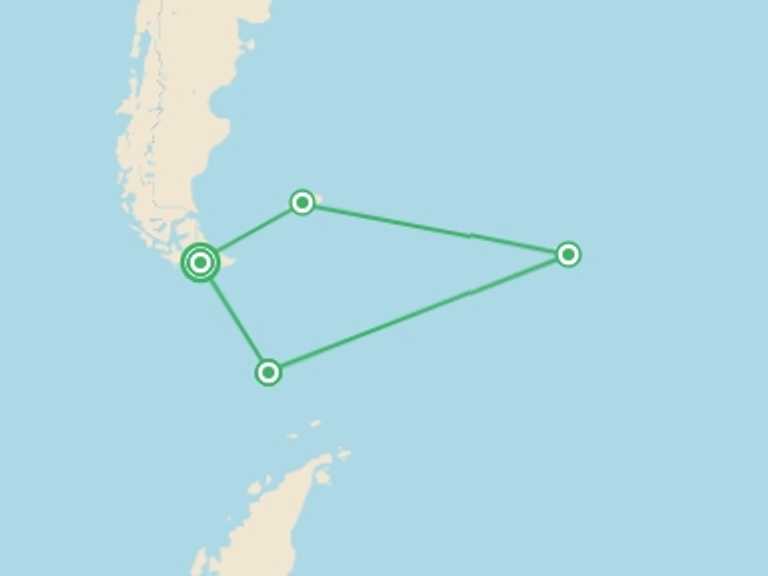 Map of Ushuaia Trekking and Hiking Tour with 6 destination visits for the trip: Spirit of Shackleton