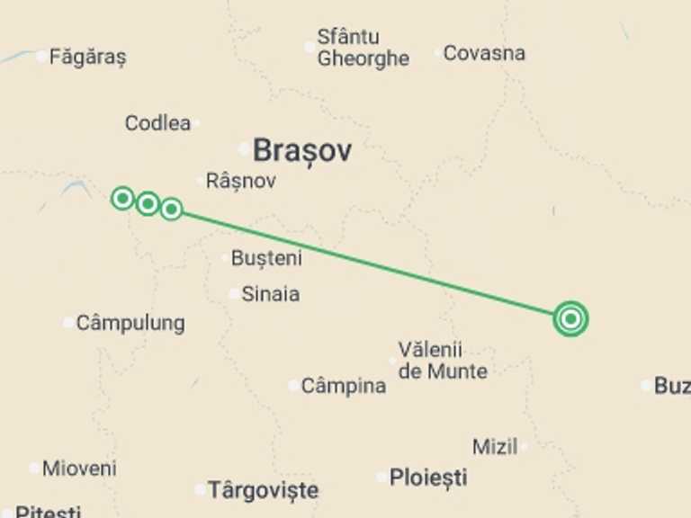 Map of Europe Tour with 3 destination visits for the trip: Transylvania Winter Walk & Snowshoe