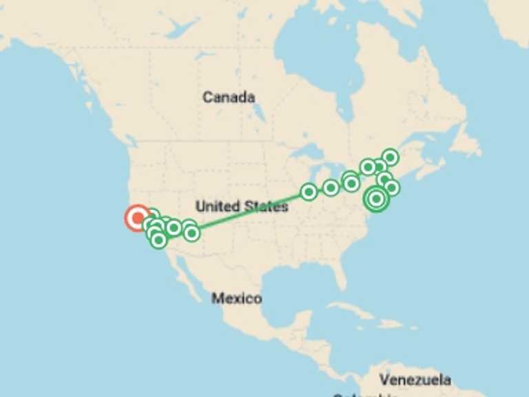 Map of Canada Tour with 15 destination visits for the trip: Essential East Coast and Unmissable West