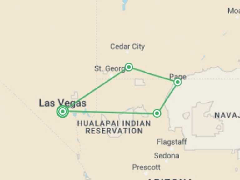 Map of North America Tour with 4 destination visits for the trip: Journeys: Discover American Canyonlands