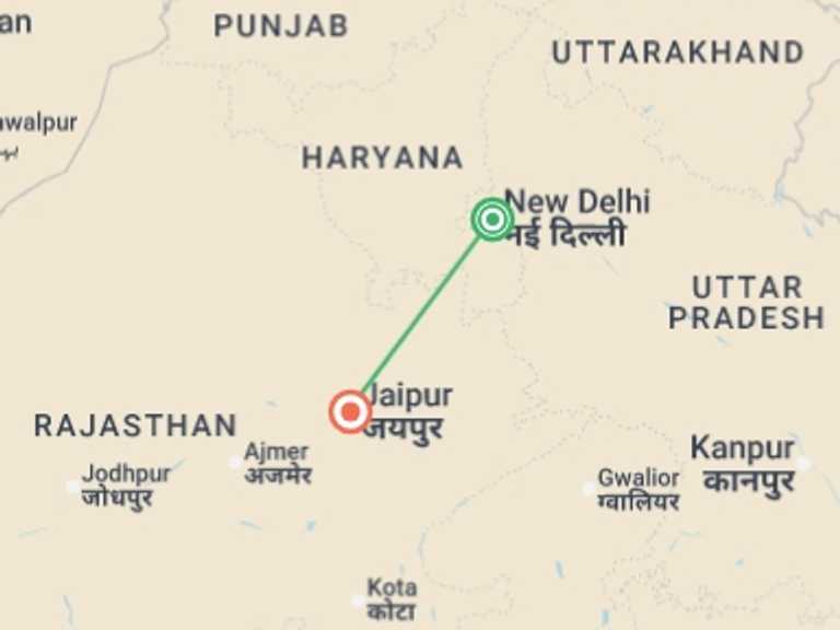 Map of Asia Festivals and events Tour with 2 destination visits for the trip: Holi Festival
