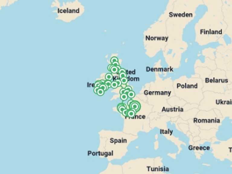 Map itinerary of Glasgow Tour in Summer with 15 destination visits for the trip: British Isles with Brittany and Loire Castles