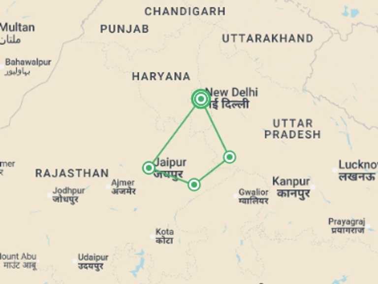 Map of Asia Tour with 4 destination visits for the trip: Diwali, Festival of Lights - 8 days